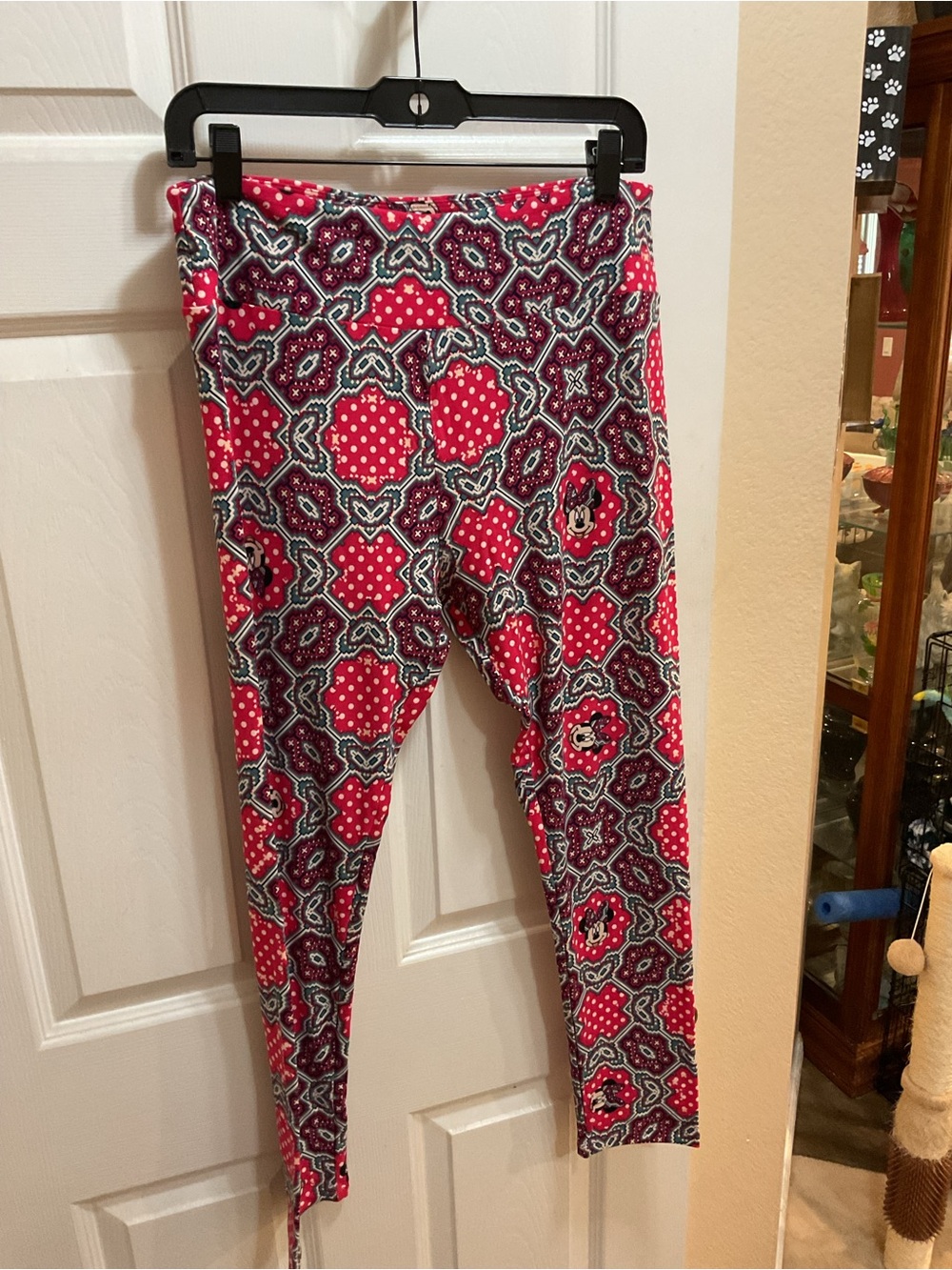 LuLaRoe Disney Minnie Pink and Black Geometric Kids Leggings